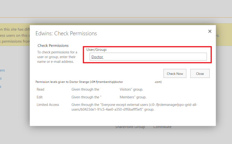 Check what permission a user has in SharePoint - Tips by Bits